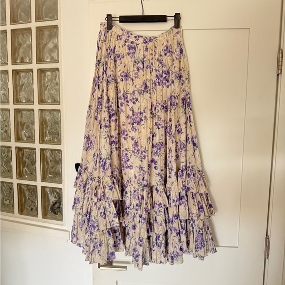 Polo Ralph Lauren Dresses & Skirts - Polo Ralph Lauren Purple and Cream Floral A-Line Skirt